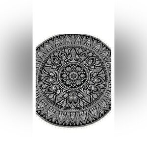 Large Tasseled Mandala Circle Beach or Picnic Thin Blanket/Tapestry